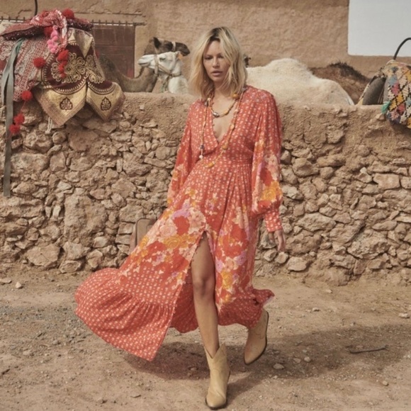 chinese dress ladies Spell Fable Block Printed Strappy Sundress - Wild Poppy